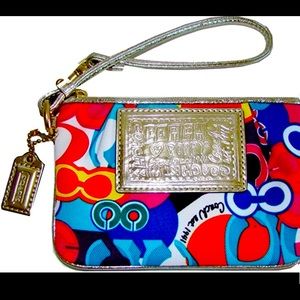 Sold—-Coach Poppy Signature Wristlet Bag Large Pop C